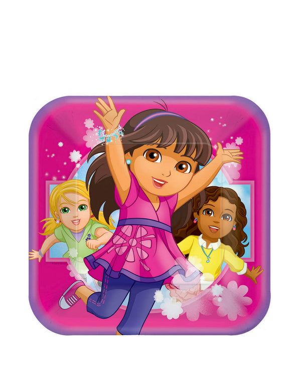 Dora And Friends 23cm Square Plates Pack of 8