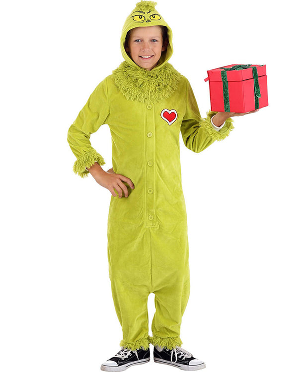 Dr Seuss The Grinch Deluxe Jumpsuit Kids Costume