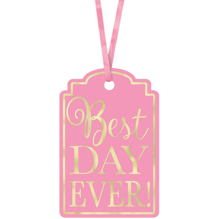 Best Day Ever Printed Tags - New Pink Pack of 25