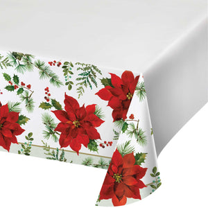 Christmas Posh Poinsettia Tablecover Border Print Paper 137cm x 259cm