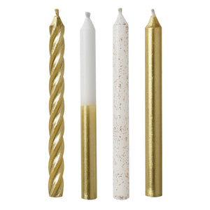 Candles Metallic Gold Mix 8cm Pack of 12