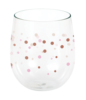 Rose All Day Stemless Wine Glass Dots Rose Gold 414ml