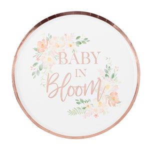 Baby in Bloom 24cm Paper Plates Foiled Pack of 8