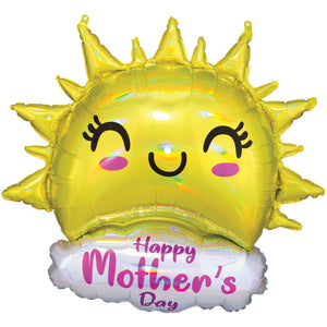 SuperShape Happy Mother's Day Holographic Iridescent Happy Sun P40 Balloon