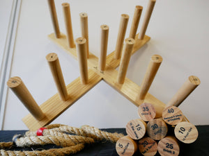 Giant Wooden Rope Ring Toss Quoits Outdoor Game Set 74cm