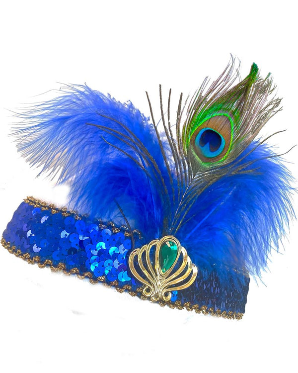 20s Gatsby Blue Peacock Headband