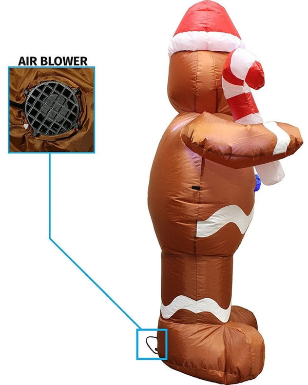 Gingerbread Man Christmas Lawn Inflatable 1.5m