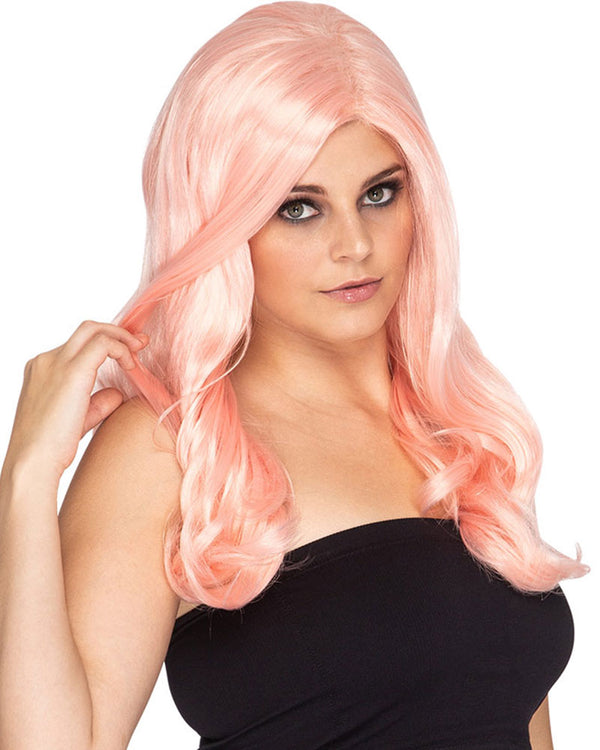 Glamour Deluxe Fairy Floss Pink Long Wavy Wig