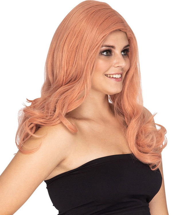 Glamour Deluxe Peaches and Cream Pink Long Wavy Wig