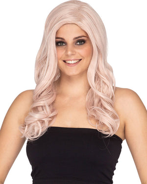 Glamour Deluxe Platinum Pink Long Wavy Wig