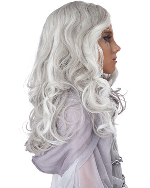 Glow in the Dark Ghost Long Grey Kids Wig