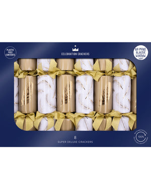 Gold Feather Christmas Crackers Pack of 8