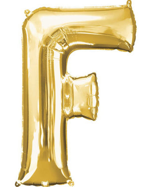 Gold Letter F Supershape 86cm Balloon