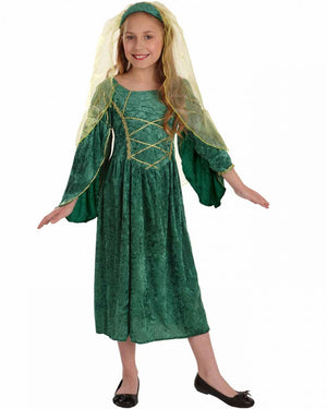 Green Medieval Princess Girls Costume