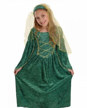 Green Medieval Princess Girls Costume