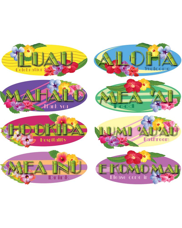 Hawaiian Sign Cutouts Pack of 8