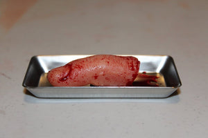 Severed Finger Prop on Medical Metal Tray