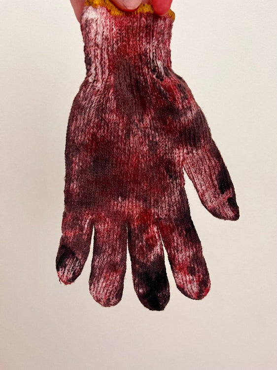 Bloody, Dirty Work Gloves Prop