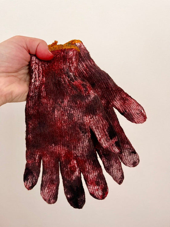 Bloody, Dirty Work Gloves Prop