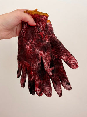 Bloody, Dirty Work Gloves Prop