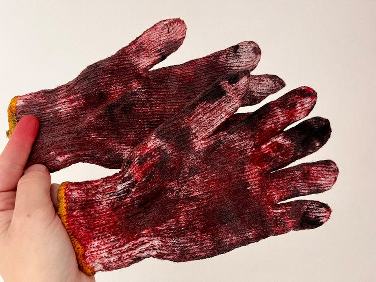 Bloody, Dirty Work Gloves Prop