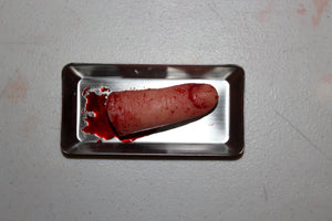 Severed Finger Prop on Medical Metal Tray