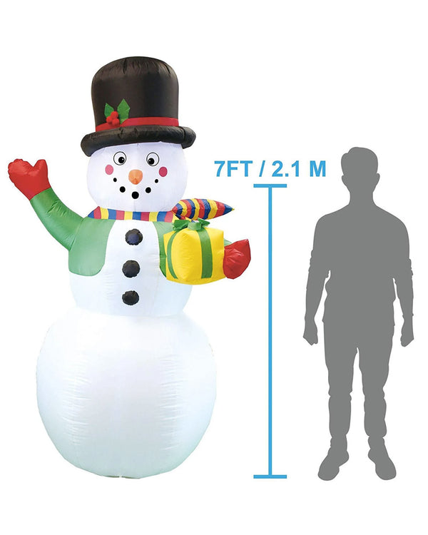 Large Gifting Snowman Lawn Inflatable 2.1m