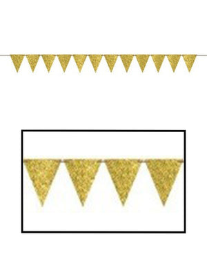 Large Paper Pennant Banner - Sparkle Gold