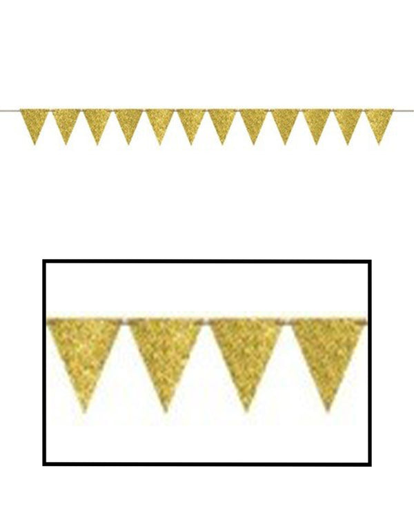 Large Paper Pennant Banner - Sparkle Gold