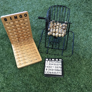 Bingo 75 Player Set With Metal Cage and Wooden Scoreboard