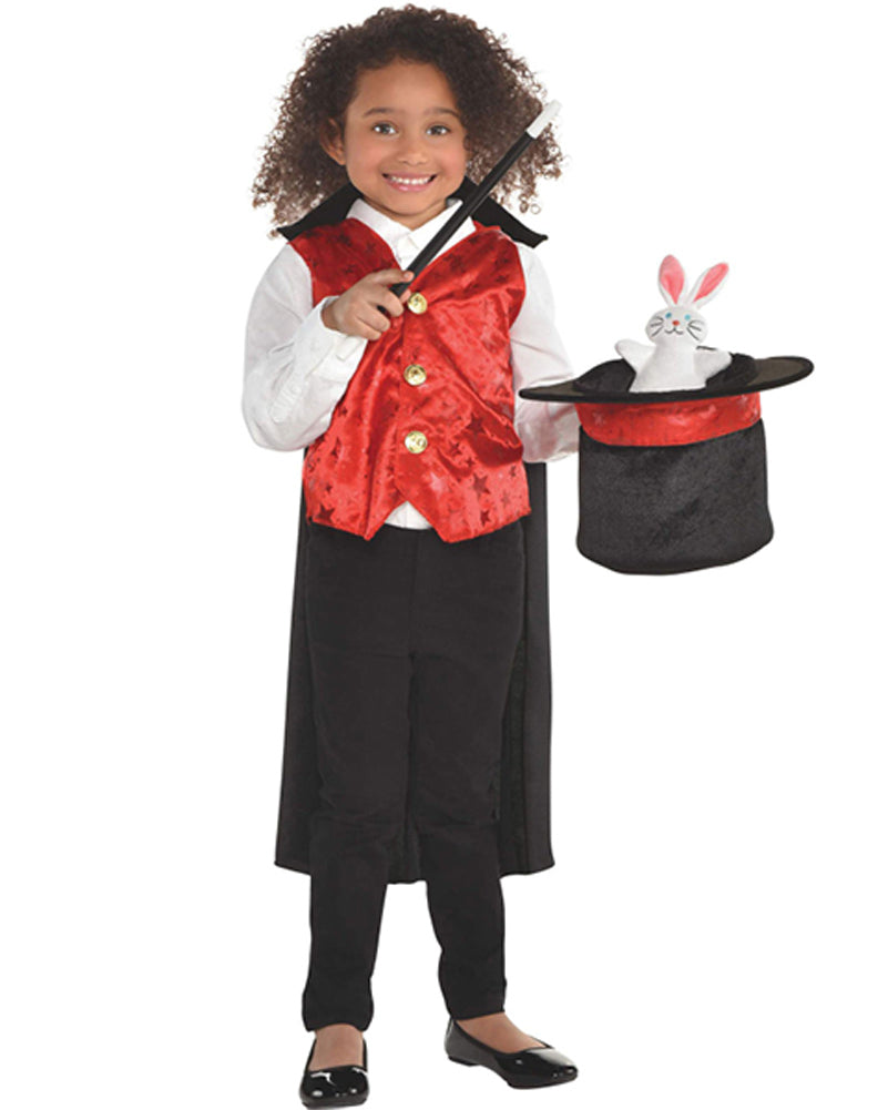 Magician Vest Cape Top Hat Bunny Wand Card and Handkerchief Set