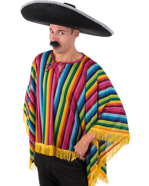 Mexican Poncho Bright Mens Costume