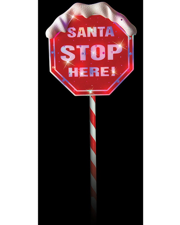 Christmas Multi-Coloured Solar Santa Stop Here Sign 1.1m