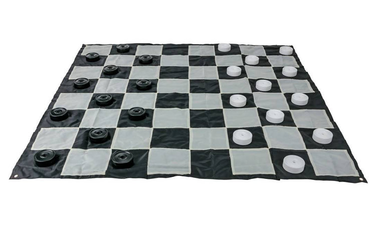 Giant Size Plastic Outdoor Checkers Game Set with Mat 1.5x1.5m