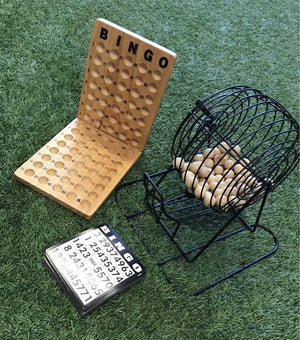 Bingo 75 Player Set With Metal Cage and Wooden Scoreboard