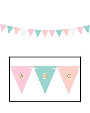 Pastel Foil Hot Stamped Customisable Paper Pennant Banner