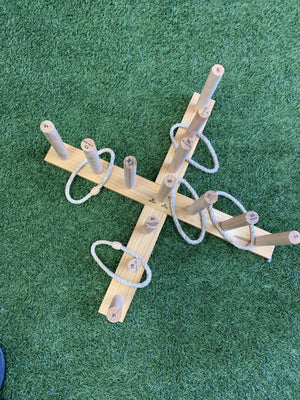 Giant Wooden Rope Ring Toss Quoits Outdoor Game Set 74cm
