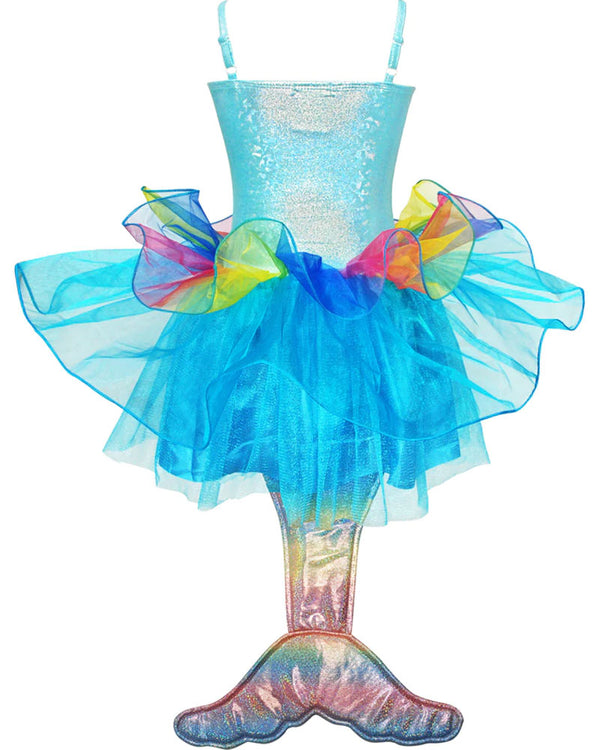 Rainbow Mermaid Princess Dress with Mermaid Tail Girls Costume