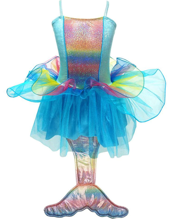 Rainbow Mermaid Princess Dress with Mermaid Tail Girls Costume