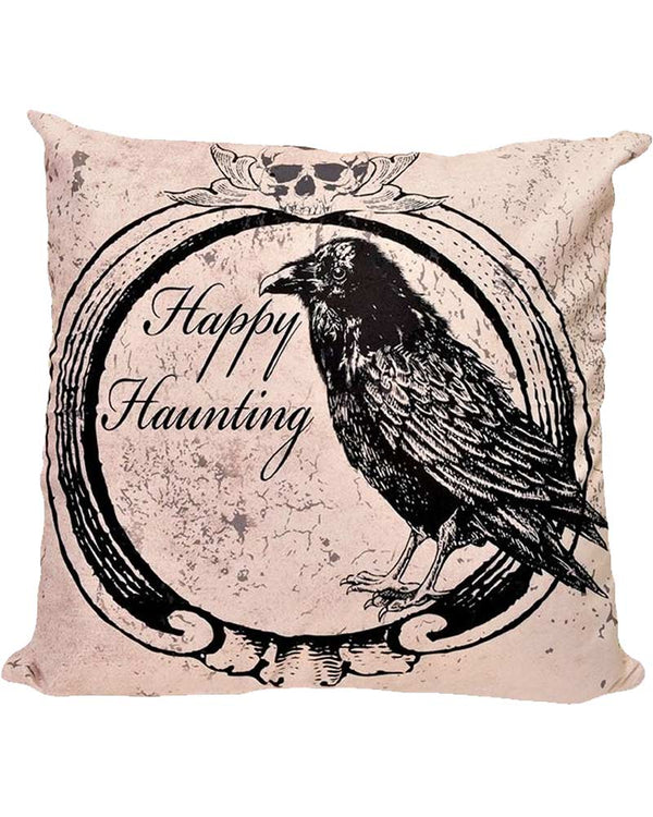 Raven Happy Haunting Halloween Trendy Pillow Cover