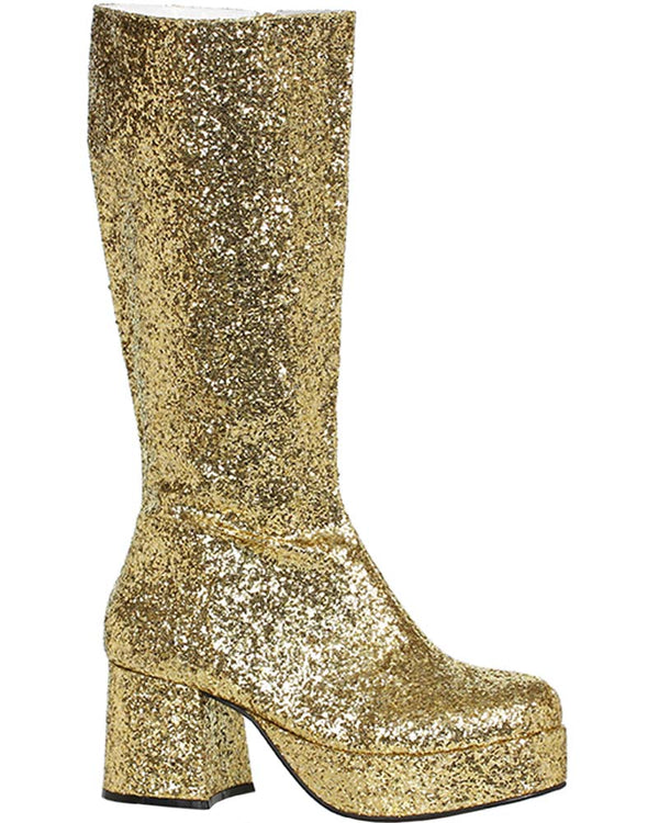 70s Rocker Gold Glitter Premium Mens Boots