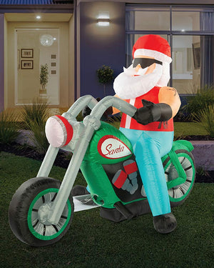 Santa Bikie Lawn Inflatable Decoration 1.8m