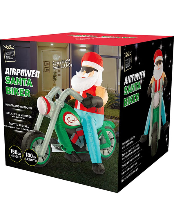 Santa Bikie Lawn Inflatable Decoration 1.8m