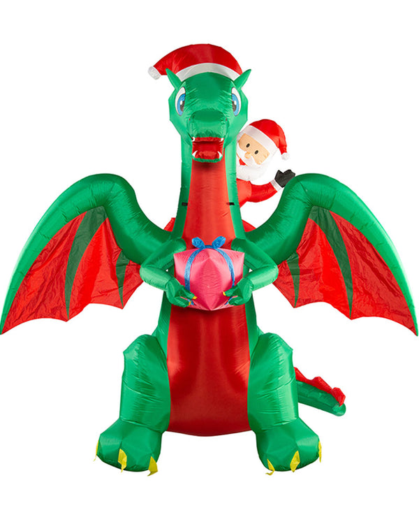 Santa On Dragon Lawn Inflatable Decoration 2.7m