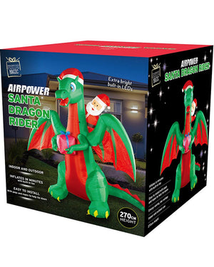 Santa On Dragon Lawn Inflatable Decoration 2.7m