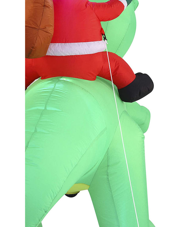 Santa Riding a Dinosaur Christmas Lawn Inflatable 1.8m