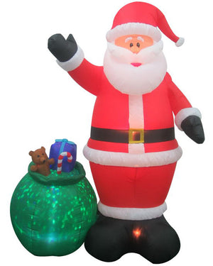 Santa with Disco Light Bag Christmas Lawn Inflatable 2.4m