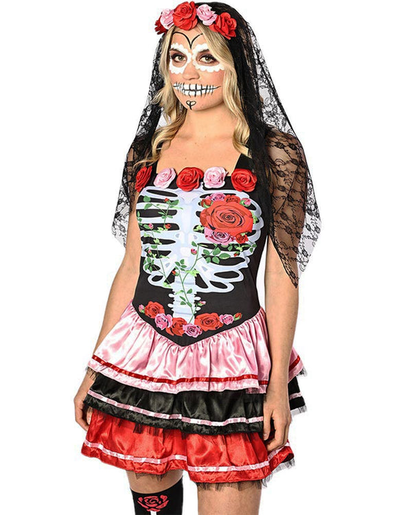 Senorita Rosa Day of the Dead Deluxe Plus Size Womens Costume