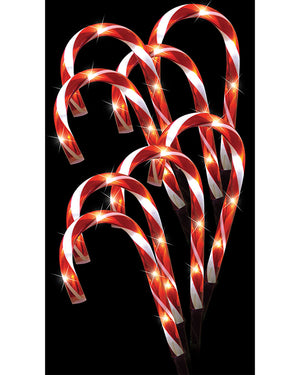 Solar Mini Candy Cane Path Christmas Lights 32cm Pack of 8