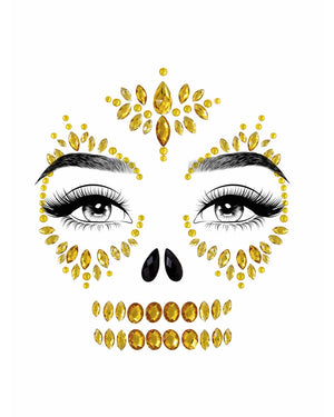 Sugar Skull Adhesive Face Jewels Sticker